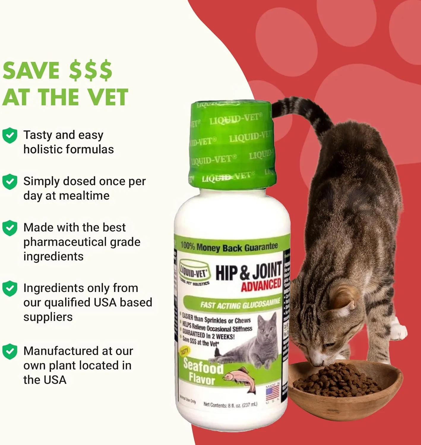 Feline Hip & Joint Advanced Formula, Seafood Flavor, 8 oz