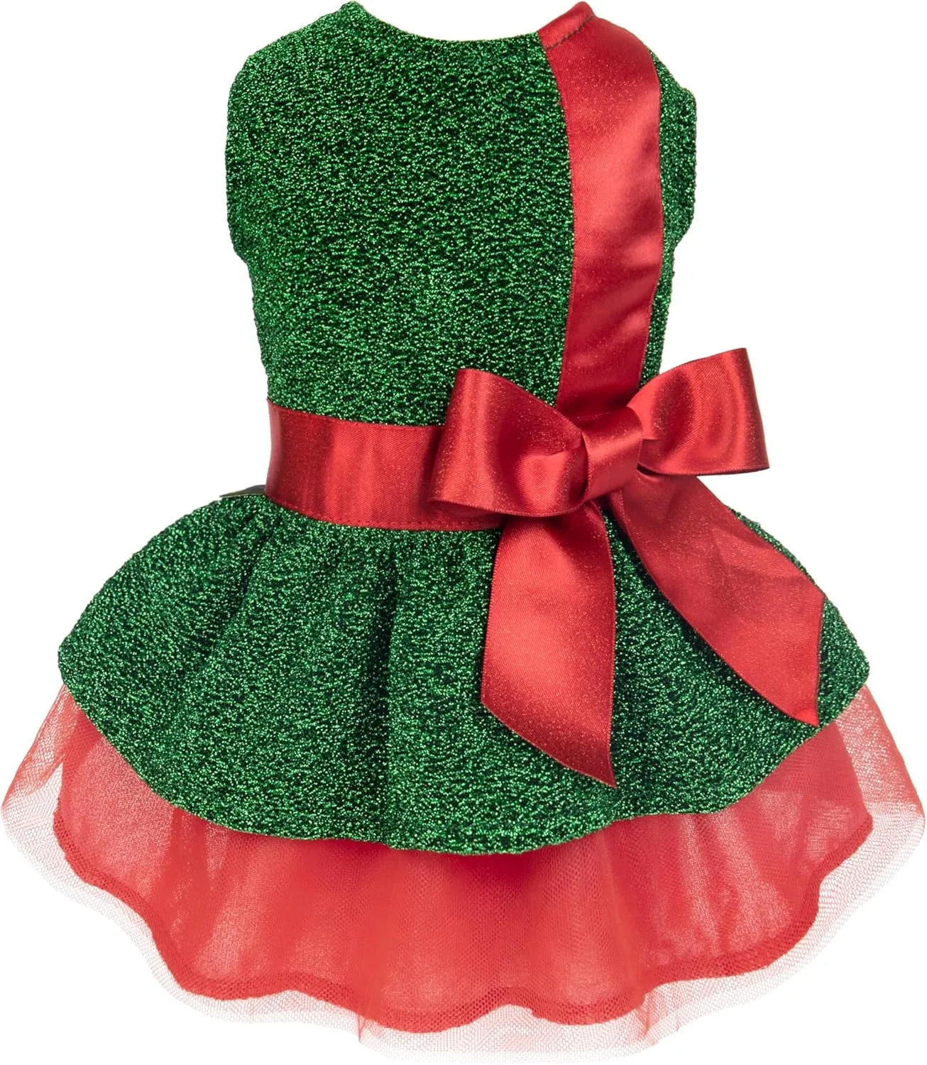 Fitwarm Christmas Dog Costume Dress, Funny Dog Holiday Outfit, Doggy Clothes for Small Dogs Girl, Pet Apparel, Green, Red, Large