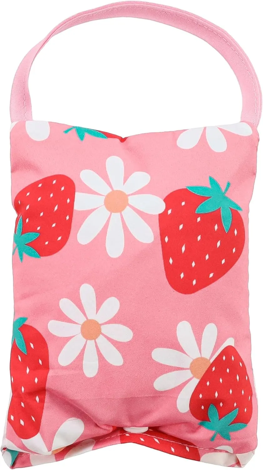 Fitwarm Strawberry Daisy Dog Raincoat with Hood, Waterproof Rain Jacket for Small Dogs Girl, Reflective Pet Poncho with Harness Opening, Packable, Adjustable, Pink, Large