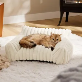 Fluffy Cat Couch for Pets,Fuzzy Cat Sofa with Removable Washable Cover,Comfy Cat Chair with Faux Fur Bedding and Anti-Slip Bottom,Supportive Pet Bed for Kittens & Small Dogs, 24inch