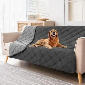 fuguitex Waterproof Dog Blanket Reversible for Small Dogs Resistant Leakproof Washable Couch Cushion Bed Protector Cover for Indoor Furniture Pet Friendly52"*82",Dark Grey Grey