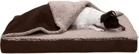 Furhaven Memory Foam Dog Bed for Medium/Small Dogs w/ Removable Washable Cover, For Dogs Up to 35 lbs - Berber & Suede Blanket Top Mattress - Espresso, Medium