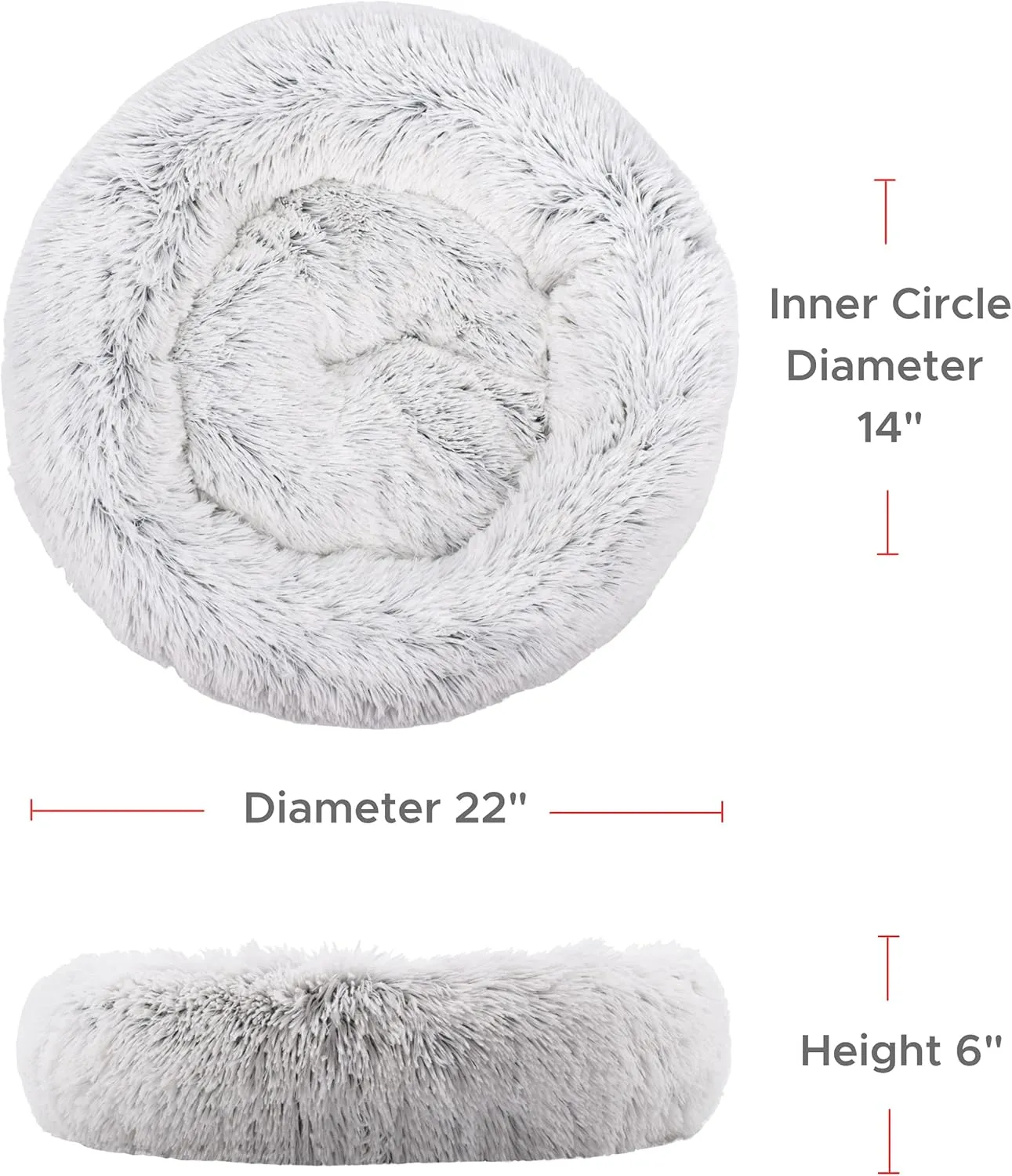 FuzzBall Fluffy Luxe Pet Bed, Calming Donut Cuddler  Machine Washable, Waterproof Base, Anti-Slip (for Small Dogs and Cats up to 25lbs)