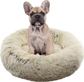 FuzzBall Fluffy Luxe Pet Bed, Calming Donut Cuddler  Machine Washable, Waterproof Base, Anti-Slip (for Small Dogs and Cats up to 25lbs)