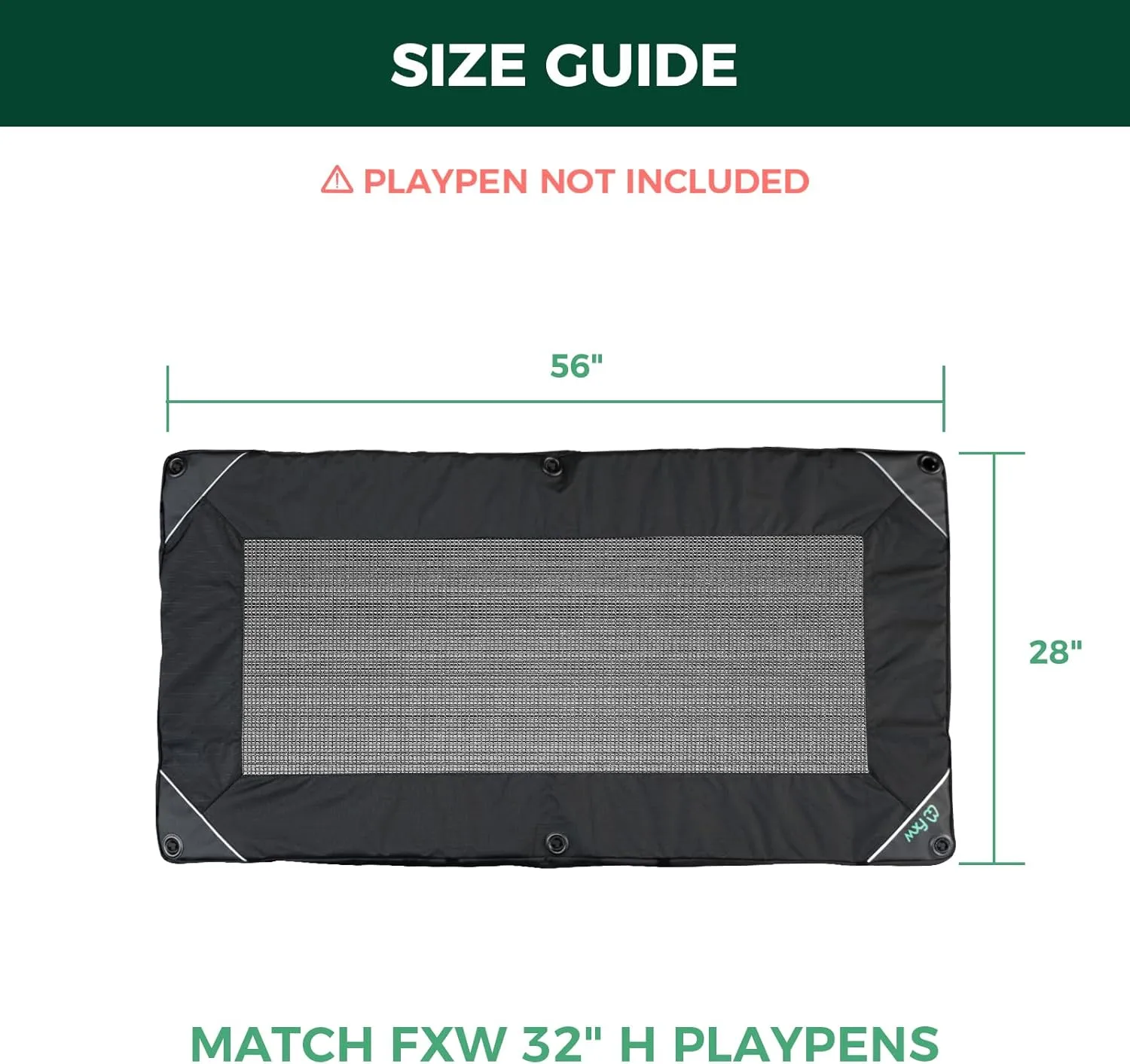 FXW Mesh Top Cover - Only Fits 32" H 6 Panels (Homeplus/Rollick/Instant) Dog Playpen (Not Suitable for Other Brands), RectanglePatent Pending (Playpen not Included)