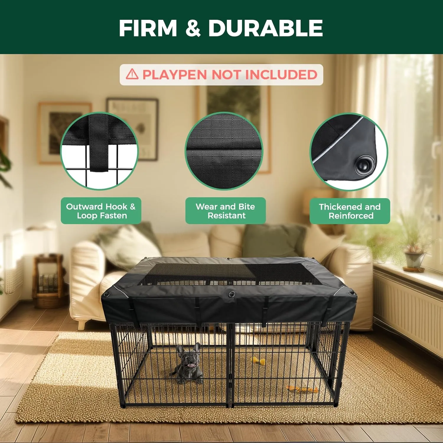 FXW Mesh Top Cover - Only Fits 32" H 6 Panels (Homeplus/Rollick/Instant) Dog Playpen (Not Suitable for Other Brands), RectanglePatent Pending (Playpen not Included)