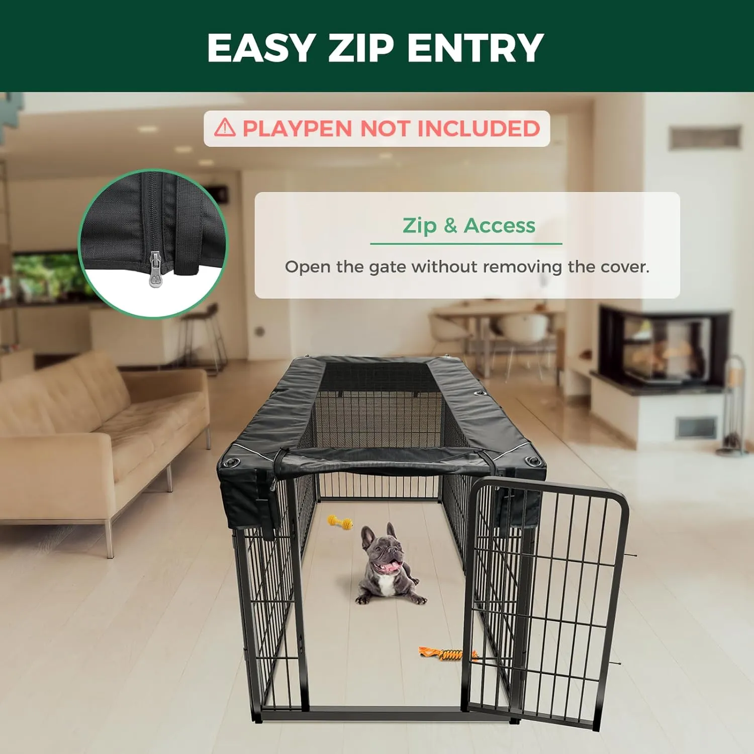 FXW Mesh Top Cover - Only Fits 32" H 6 Panels (Homeplus/Rollick/Instant) Dog Playpen (Not Suitable for Other Brands), RectanglePatent Pending (Playpen not Included)