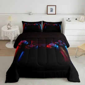 Gamer Comforter Set for Boys Girls Man Gaming Bedding Set,Black Gamepad Home Decor Player Video Game Duvet Insert Teens Kids 2 Pieces 1 Down Comforter with 1 Pieces Pillowcase(Twin Size,All Season)