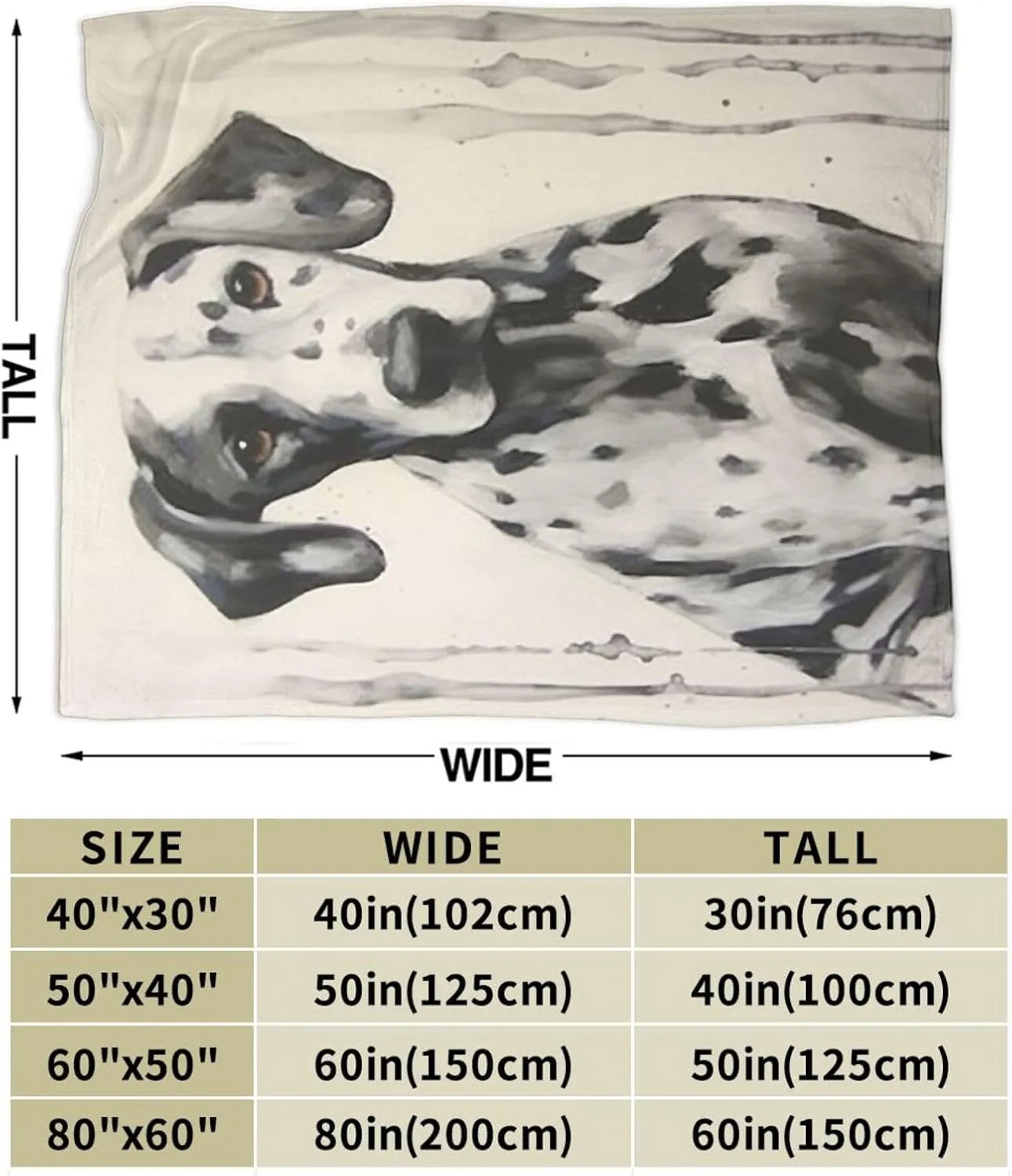 Great Dane Fleece Throw - Lightweight, Super Soft, Cozy Bed Blanket for Living Room/Bedroom - All Season 80"x60"