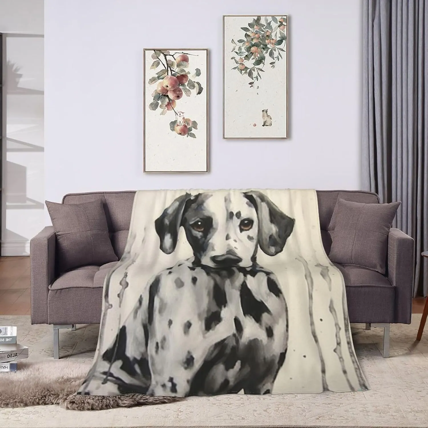 Great Dane Fleece Throw - Lightweight, Super Soft, Cozy Bed Blanket for Living Room/Bedroom - All Season 80"x60"