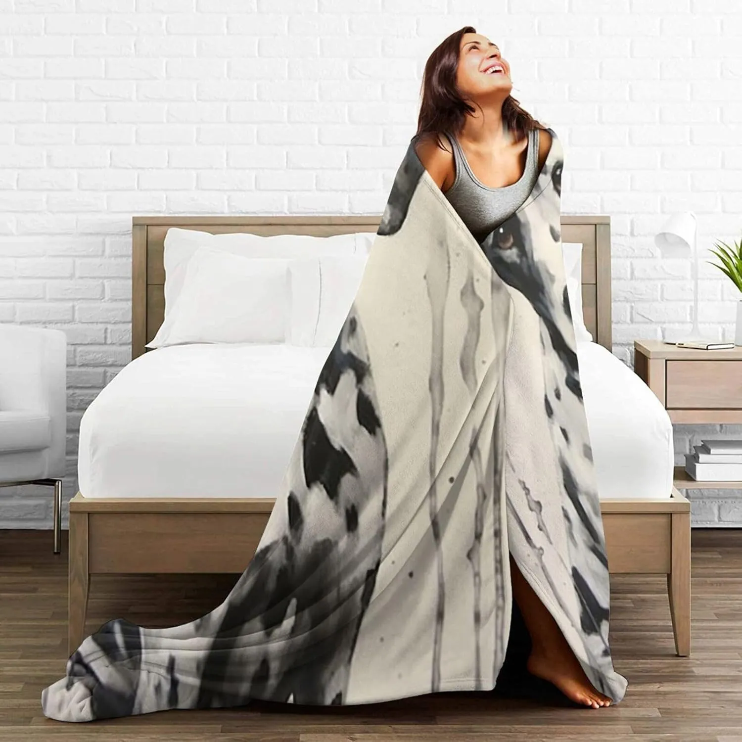 Great Dane Fleece Throw - Lightweight, Super Soft, Cozy Bed Blanket for Living Room/Bedroom - All Season 80"x60"