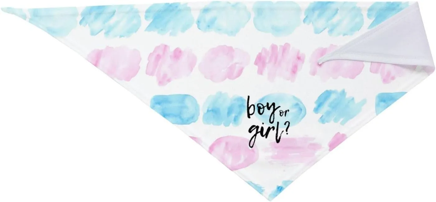 He Or She What Will It Be? Gender Reveal/Baby Announcement Dog Bandana,Pet Neckerchief for Pets Daily Wear Photo Prop Party Supplies (Color Block-1)