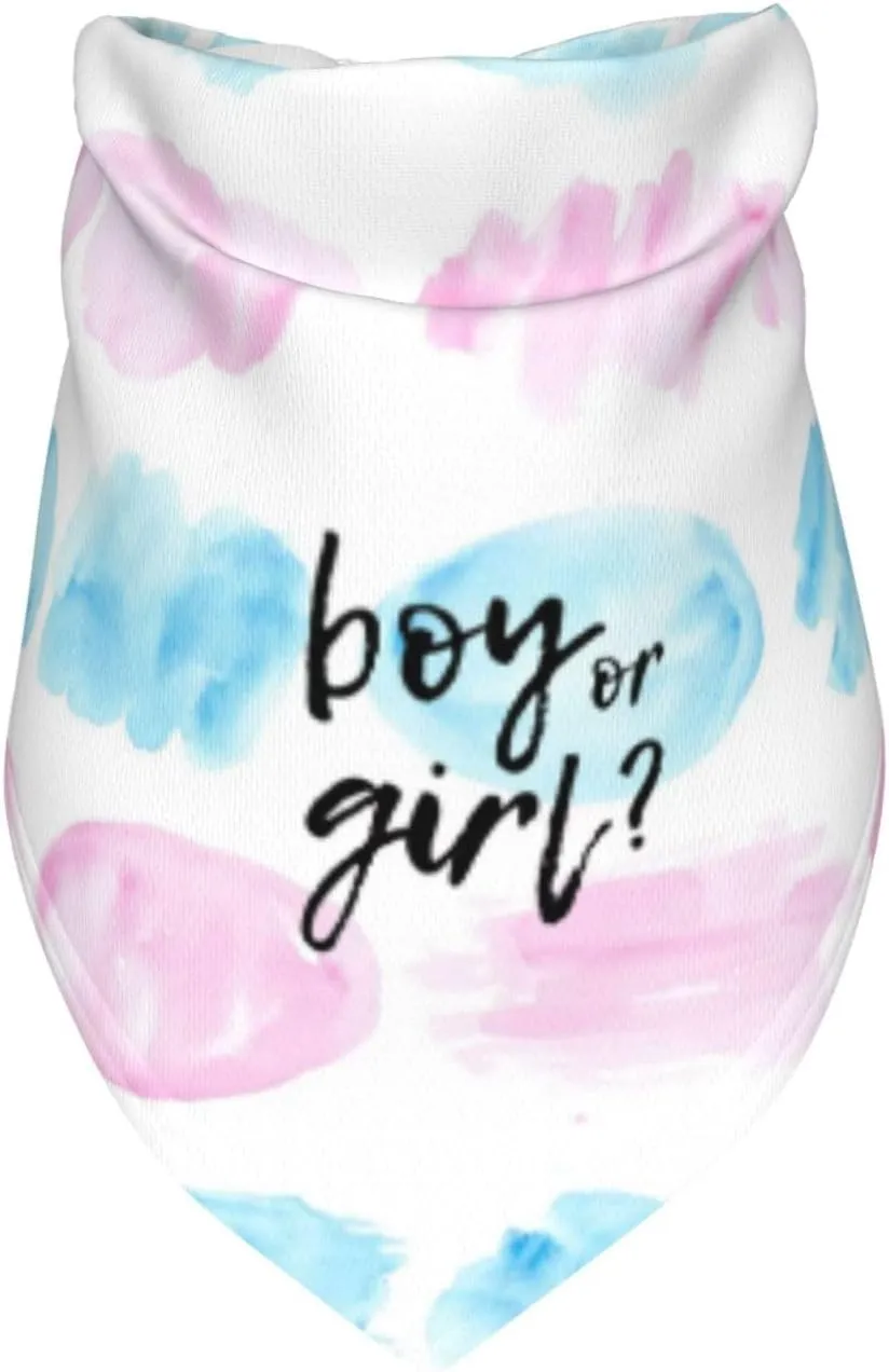 He Or She What Will It Be? Gender Reveal/Baby Announcement Dog Bandana,Pet Neckerchief for Pets Daily Wear Photo Prop Party Supplies (Color Block-1)