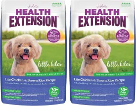 Health Extension Little Bites Lite Chicken & Brown Rice Dry Dog Food (4 lb / 1.8 Kg) - Natural with Probiotics and Superfoods for Overweight Adult Dogs (Pack of 2)