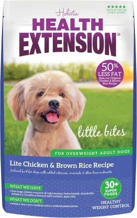 Health Extension Little Bites Lite Chicken & Brown Rice Dry Dog Food (4 lb / 1.8 Kg) - Natural with Probiotics and Superfoods for Overweight Adult Dogs.