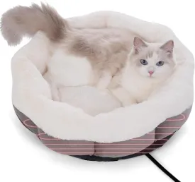 Heated Cats Bed for Kitty and Puppy,Pets Heating Pad, Heating Pets pad with Thermostat, Washable Indoor Use Cats Bed, Fluffy Warm Kitty Heated Bed in Winter20 Inches