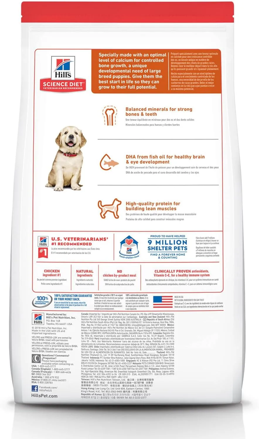 Hill's Science Diet Dry Dog Food, Puppy, Large Breeds, Chicken Meal and Oats Recipe, 30 lb. Bag