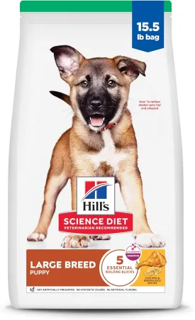 Hill's Science Diet Puppy, Large Breed Puppy Premium Nutrition, Dry Dog Food, Chicken & Brown Rice, 15.5 lb Bag