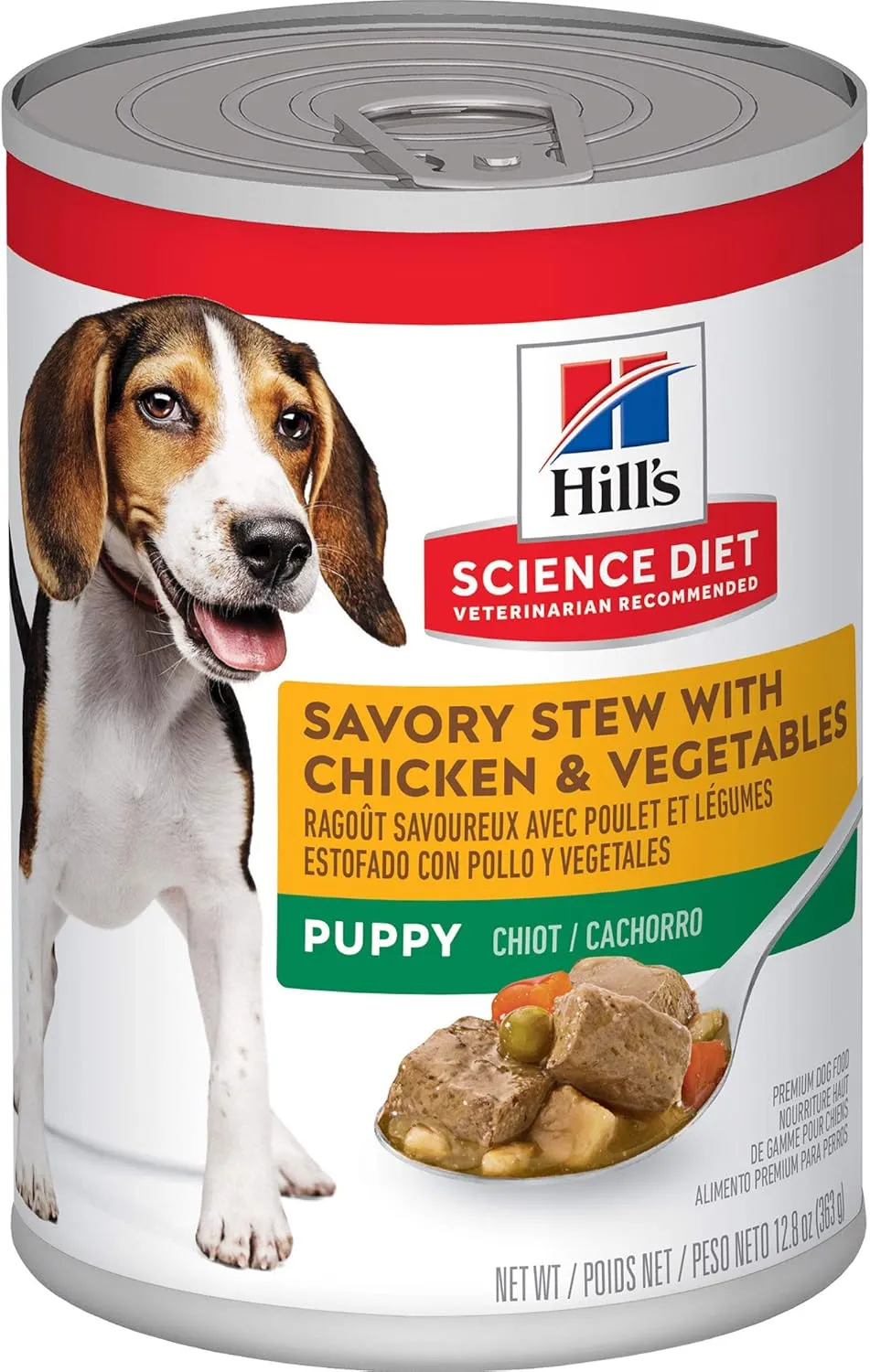 Hill's Science Diet Puppy, Puppy Premium Nutrition, Wet Dog Food, Chicken & Vegetables Stew, 12.8 oz Can, Case of 12