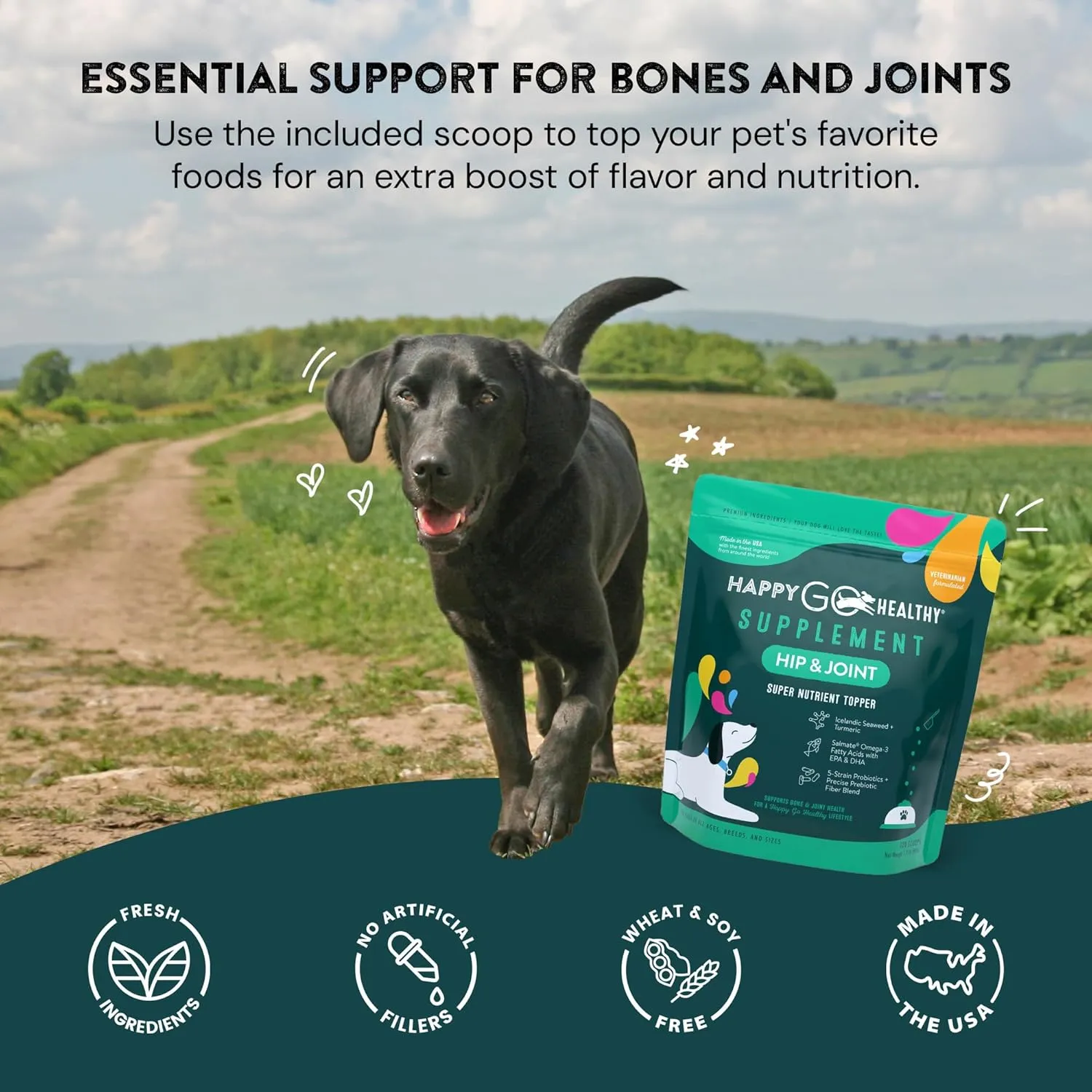 Hip & Joint Supplements for Dogs | Probiotic & Prebiotic Benefits with Wild Salmon Omega 3s to Help Your Dog Reach New Heights | All Breeds and Sizes | 120 Count
