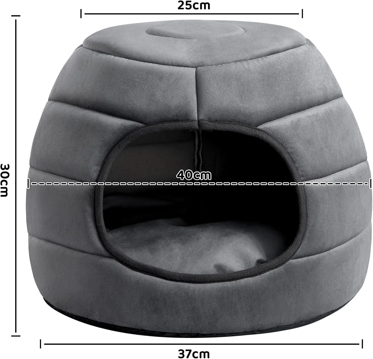 Hollypet Coral Velvet Cat Bed, 161612.5 inches 2 in 1 Foldable Cave, Self-Warming High Elastic Foam Pet Bed for Cats, Dark Gray