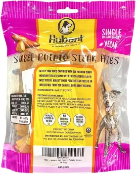Hubert Pet Premium Sweet Potato Fries Dog Treats, Single-Ingredient & Vegan, All-Natural for All Breeds, No Additives  1 lb Bag