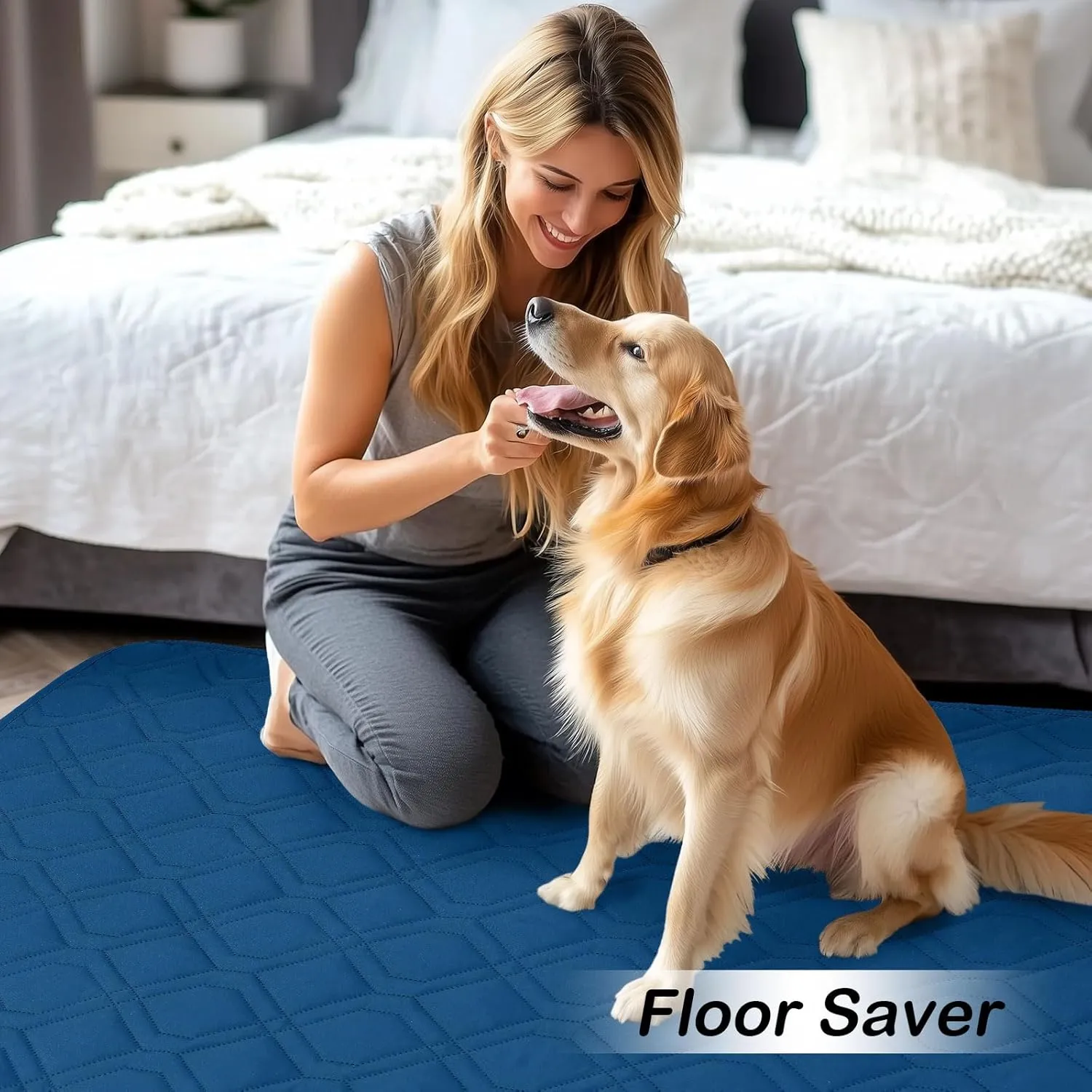 hyha Waterproof Dog Bed Blanket, Soft Pet Blankets, Waterproof Couch Cover for Dogs, Reversible Sofa Covers Washable for Furniture (30x70 Inch, Navy Blue/Blue)