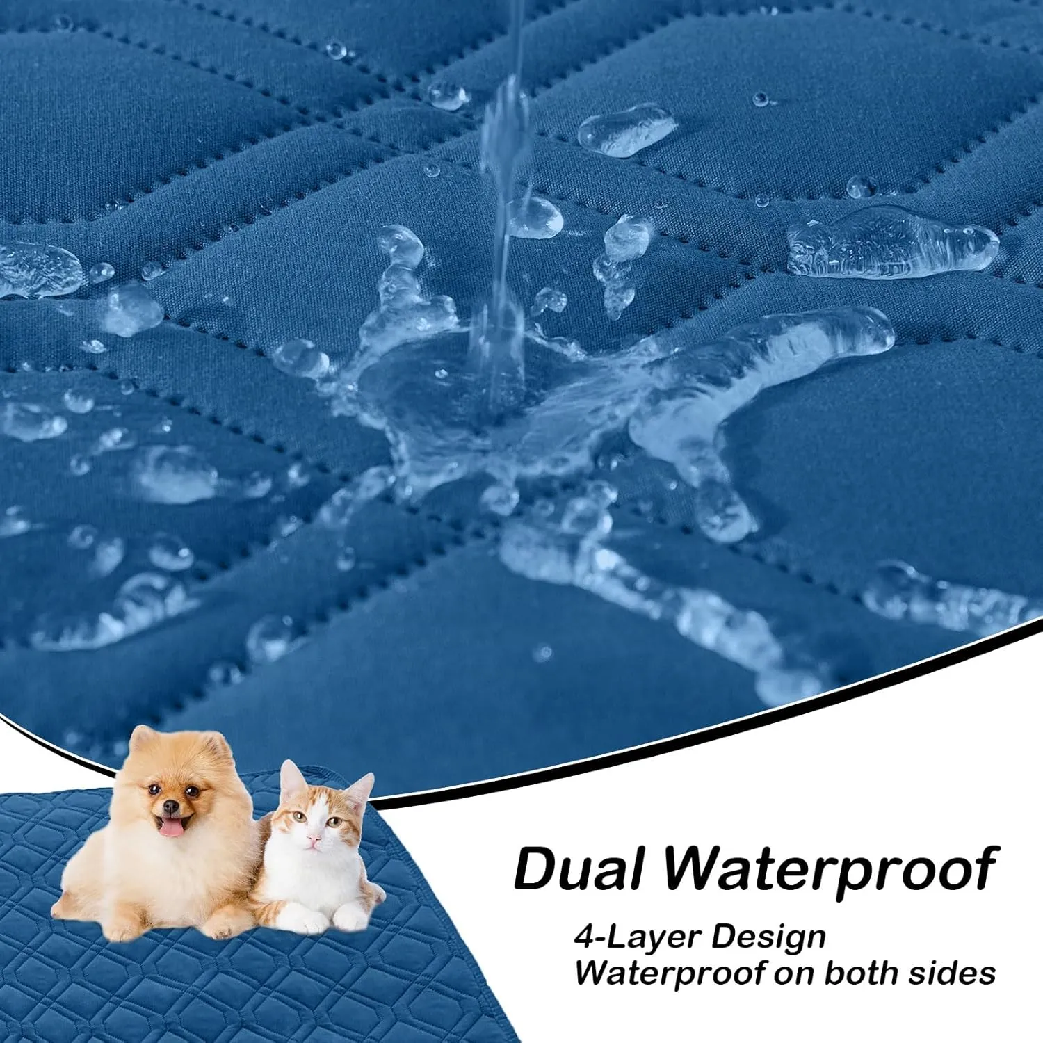 hyha Waterproof Dog Bed Blanket, Soft Pet Blankets, Waterproof Couch Cover for Dogs, Reversible Sofa Covers Washable for Furniture (30x70 Inch, Navy Blue/Blue)