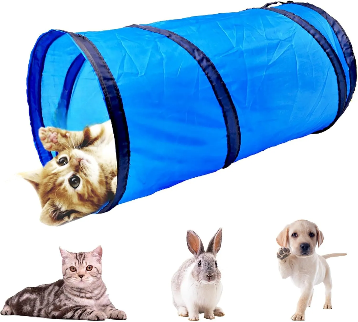 iCAGY Cat Tunnel for Indoor Cats Interactive, Rabbit Tunnel Toys, Pet Toys Play Tunnels for Cats Kittens Rabbits Puppies Crinkle Pop Up Sky Blue 20"