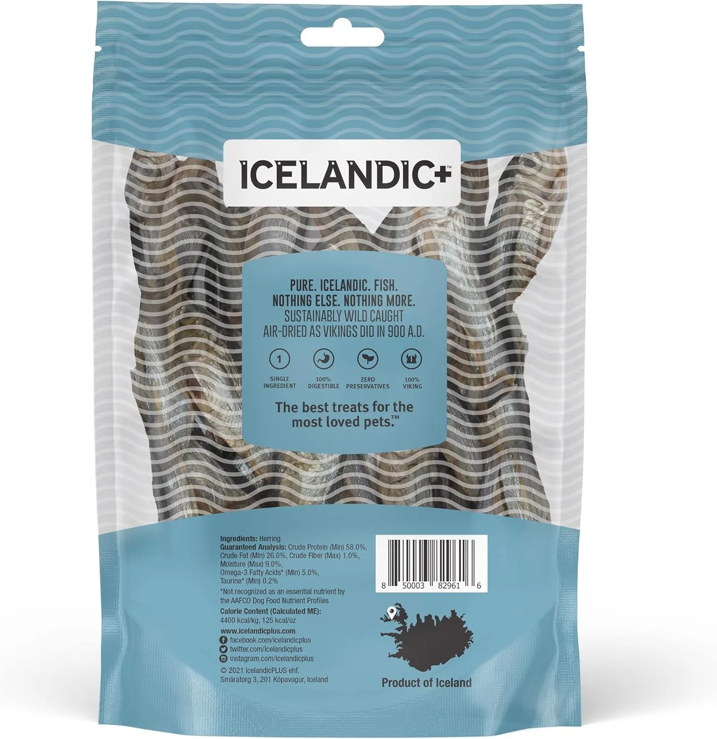 Icelandic  Whole Fish Herring - 3oz Bag - Dog Treats, Pure Wild-Caught & Air-Dried, Single Ingredient Snack, Pet Chew, Just The Fish Nothing Else