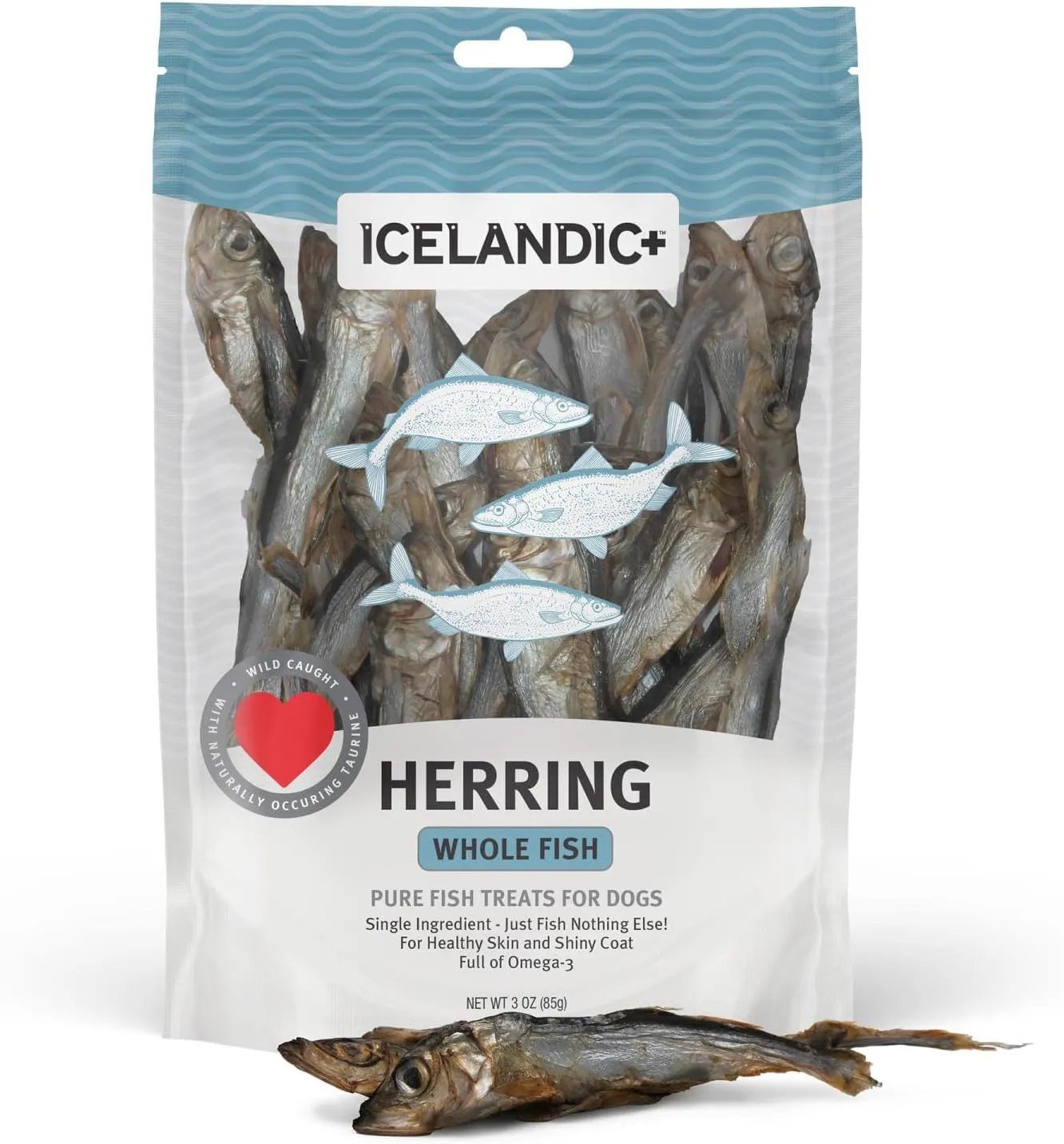 Icelandic  Whole Fish Herring - 3oz Bag - Dog Treats, Pure Wild-Caught & Air-Dried, Single Ingredient Snack, Pet Chew, Just The Fish Nothing Else