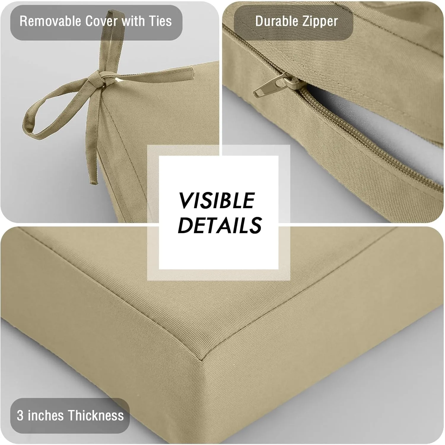 idee-home Outdoor Bench Cushion Waterproof, Bench Cushions for Outdoor Furniture, Patio Porch Swing Replacement Seat Pad with Ties for Garden Backyard, 59 x 18 Inch