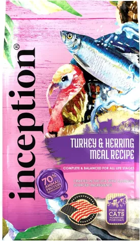 Inception Dry Cat Food Turkey & Herring Recipe  Complete and Balanced Cat Food  Meat First Legume Free Dry Cat Food  4lb. Bag