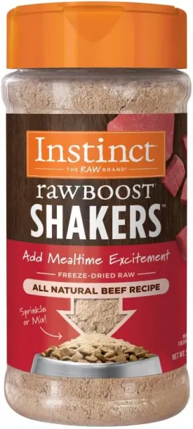 Instinct Raw Boost Shakers, Freeze-Dried Dog Food Powder Topper - Beef, 5.5 oz. Bottle