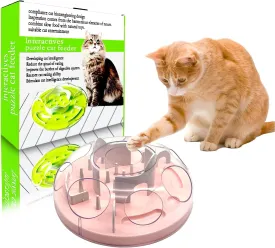 Interactive Cat Puzzle Box - Cat Feeder & Slow Feeding Dispenser - Indoor Pink Puzzle Maze Toy