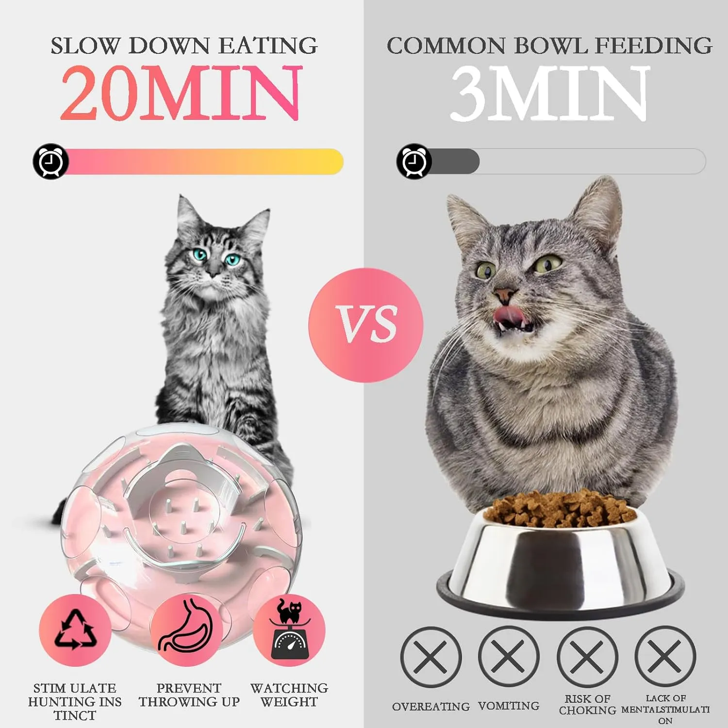 Interactive Cat Puzzle Box - Cat Feeder & Slow Feeding Dispenser - Indoor Pink Puzzle Maze Toy