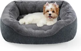 INVENHO Calming Orthopedic Dog Bed for Small Medium Dogs, Washable Warming Soft Sleeping Puppy Bed, Durable With Anti-Slip Bottom, Dark Grey
