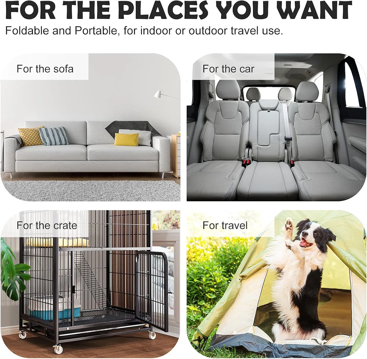 JoicyCo Dog Crate Bed Pad Mat, 36 in Non Slip Bottom Washable Kennel Pad for Medium and Large Dogs, Clay Gray
