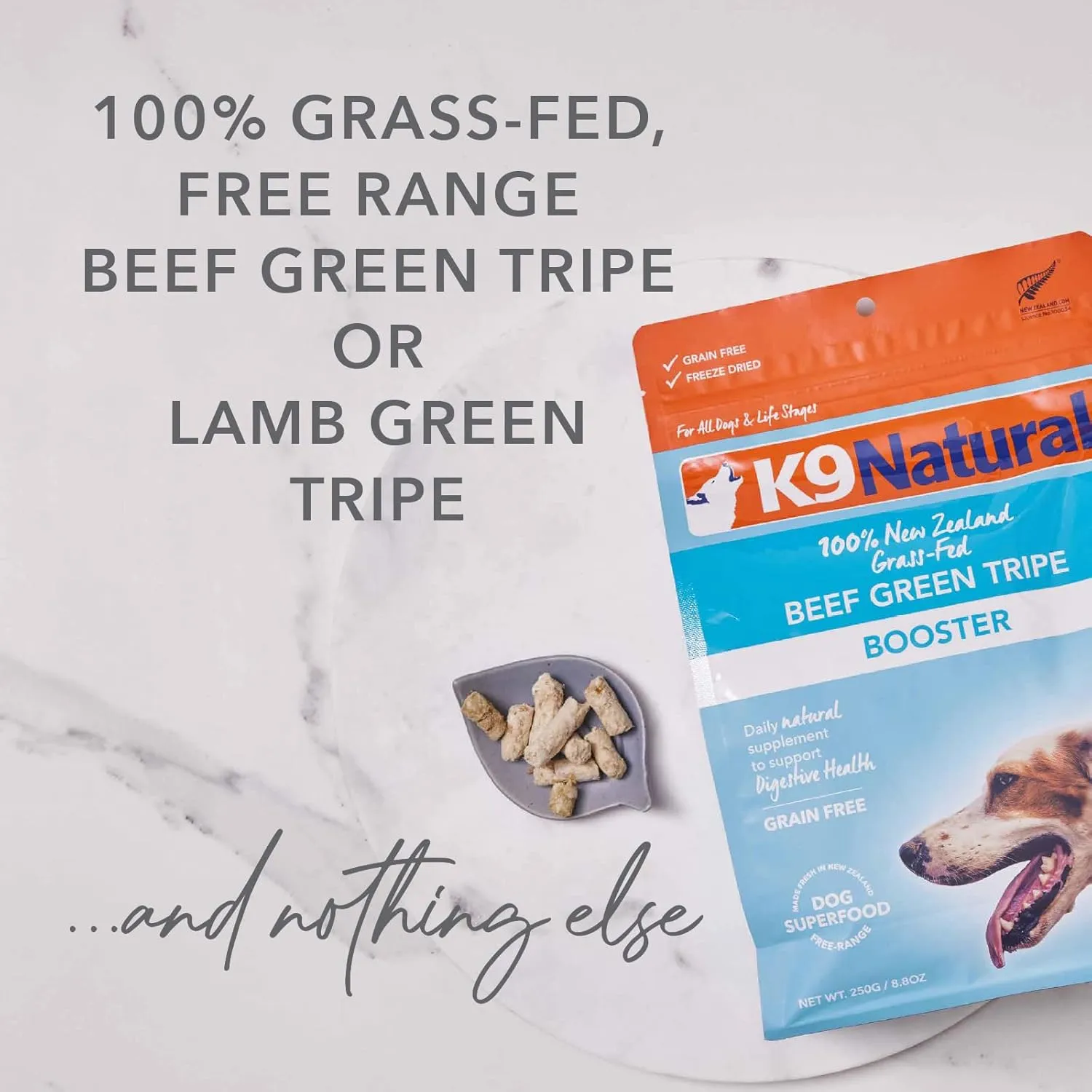 K9 Natural - Grain Free Freeze Dried Dog Food Supplement Booster - Lamb Green Tripe, 7oz