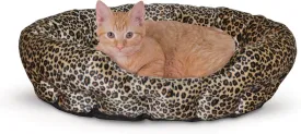 K&H Pet Products Self-Warming Nuzzle Nest Cat Bed, Soft Plush Comfortable Self Heating Pet Bed, No Electric Needed to Keep Pets Warm, Also For Small Dogs, Machine Washable - 19in Leopard/Tan