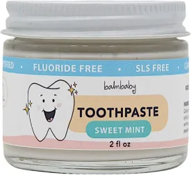 Kids All Natural Fluoride Free Toothpaste with Xylitol, SLS Free, Vegan, Gluten Free, BPA Free, Zero Waste, Mint, 2 fl oz
