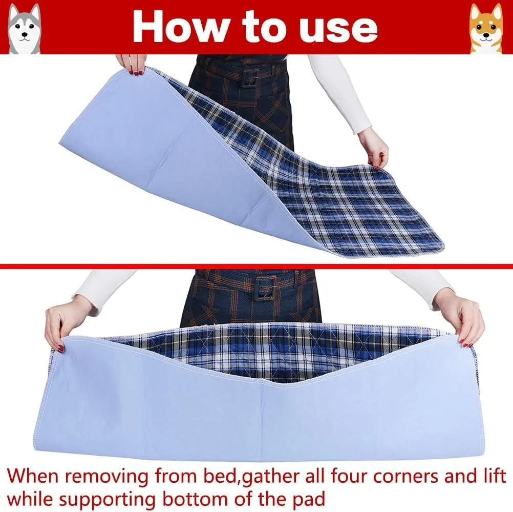 KOOLTAIL Reusable Puppy Pads, 2 Pack Washable Pee Pads for Dogs-Waterproof Non-Slip Plaid Puppy Training Pads, Absorbent Whelping Pads for Potty, Crate, Playpen, Bed, Sofa, Dog Large Mat, 36"x 48"