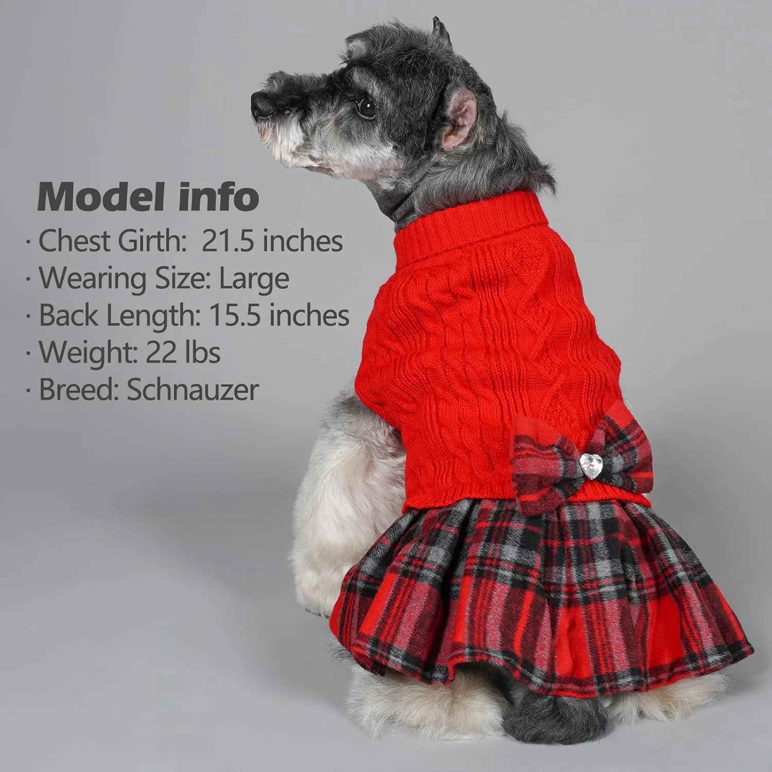 KYEESE Dog Christmas Sweater Comfy Dog Sweater Warm Medium Dog Sweater with Bowtie Soft Dog Sweater for Medium Dogs Girl Turtleneck Dog Sweater Medium Size Dog Stretchy Dog Clothes Dog Sweater Dress