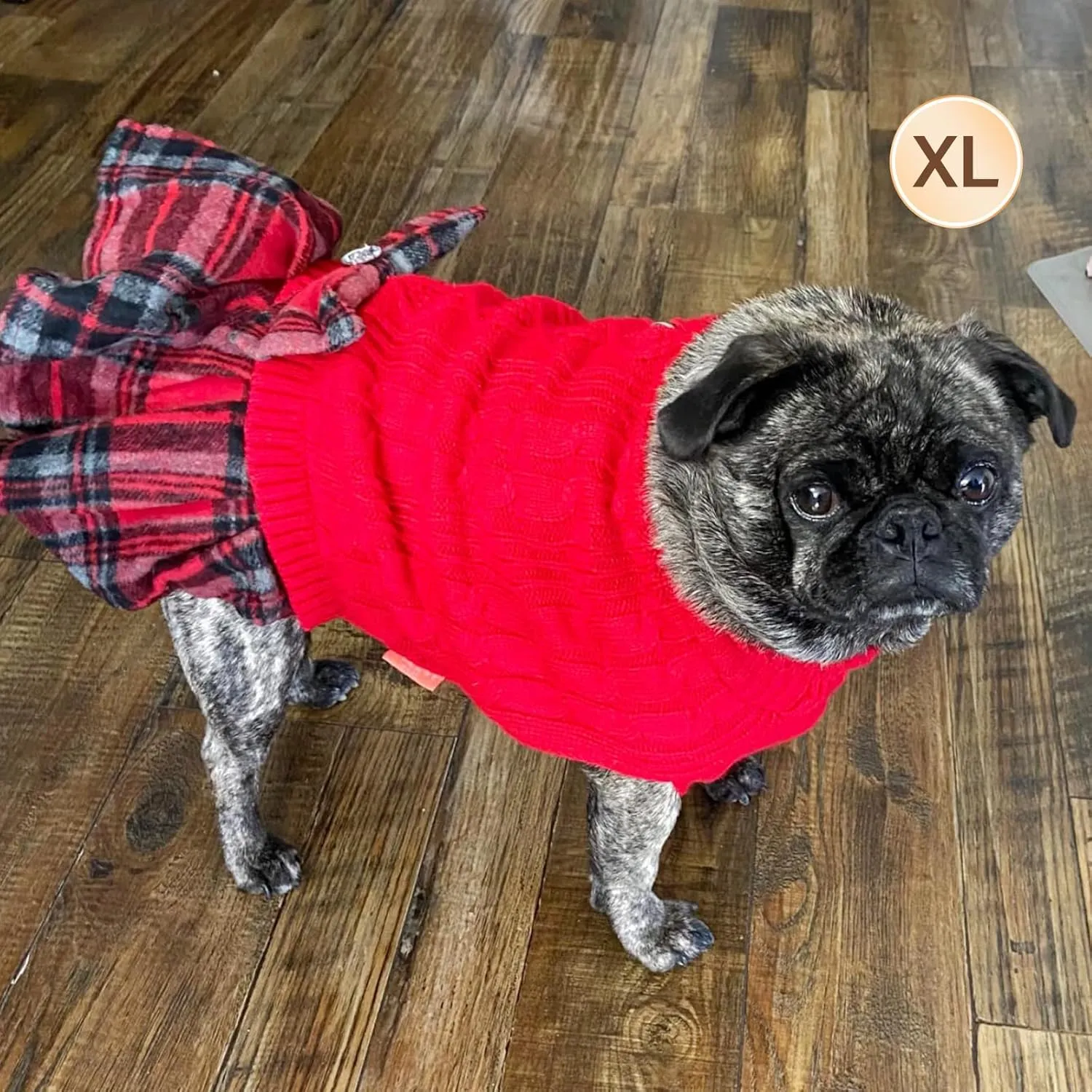KYEESE Dog Christmas Sweater Comfy Dog Sweater Warm Medium Dog Sweater with Bowtie Soft Dog Sweater for Medium Dogs Girl Turtleneck Dog Sweater Medium Size Dog Stretchy Dog Clothes Dog Sweater Dress