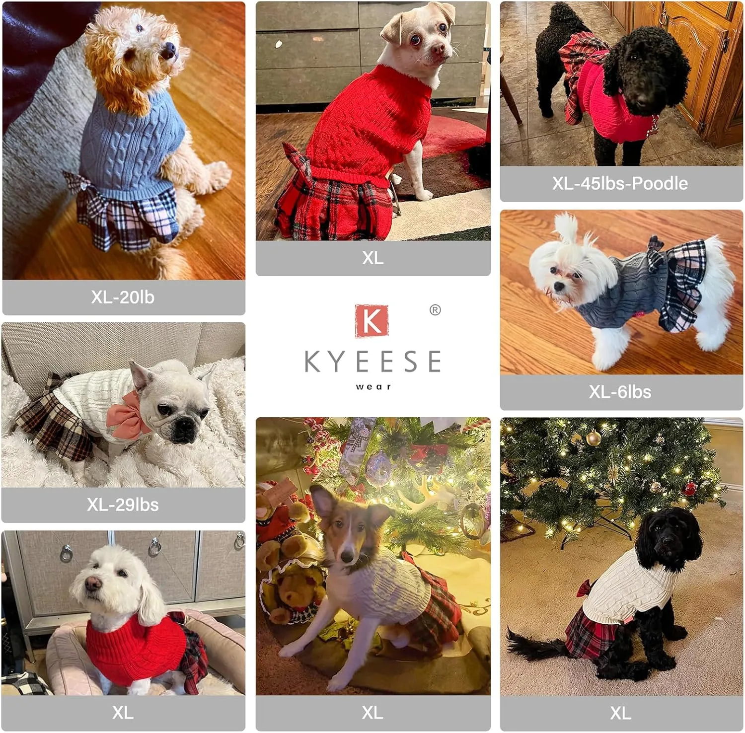 KYEESE Dog Christmas Sweater Comfy Dog Sweater Warm Medium Dog Sweater with Bowtie Soft Dog Sweater for Medium Dogs Girl Turtleneck Dog Sweater Medium Size Dog Stretchy Dog Clothes Dog Sweater Dress