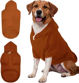 Large Dog Hoodie Sweater with Leash Hole and Pocket, Fleece Lined Hooded Large Dog Sweatshirt, Soft Warm Winter Clothes for Medium Large Dogs & Cats (Brown Dog Hoodie, 3XL)