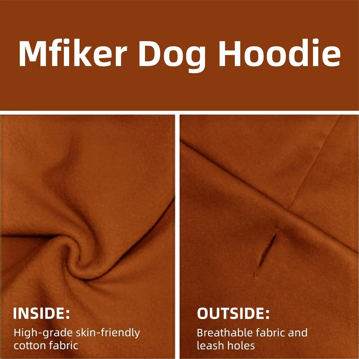 Large Dog Hoodie Sweater with Leash Hole and Pocket, Fleece Lined Hooded Large Dog Sweatshirt, Soft Warm Winter Clothes for Medium Large Dogs & Cats (Brown Dog Hoodie, 3XL)