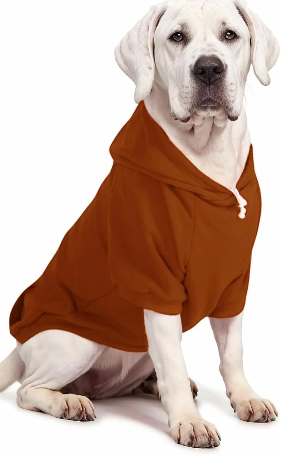 Large Dog Hoodie Sweater with Leash Hole and Pocket, Fleece Lined Hooded Large Dog Sweatshirt, Soft Warm Winter Clothes for Medium Large Dogs & Cats (Brown Dog Hoodie, 3XL)