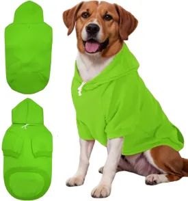 Large Dog Hoodie Sweater with Leash Hole and Pocket, Fleece Lined Hooded Large Dog Sweatshirt, Soft Warm Winter Clothes for Medium Large Dogs & Cats (Green Dog Hoodie, 3XL)
