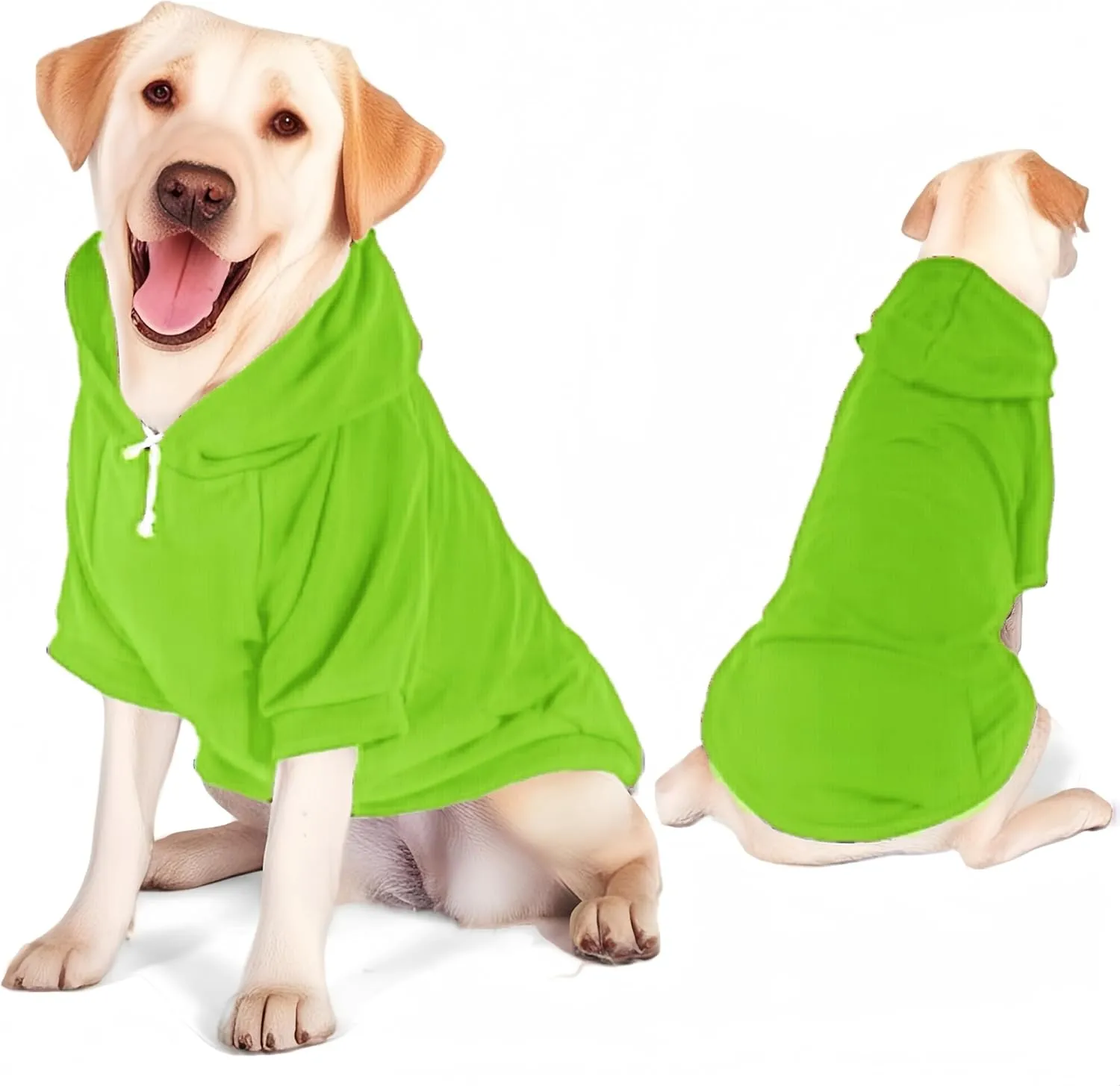 Large Dog Hoodie Sweater with Leash Hole and Pocket, Fleece Lined Hooded Large Dog Sweatshirt, Soft Warm Winter Clothes for Medium Large Dogs & Cats (Green Dog Hoodie, 3XL)